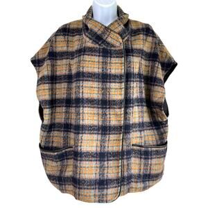 Anthropologie Andersen & Lauth Flannel Plaid Capelet Vest One Size NWT Cozy Soft